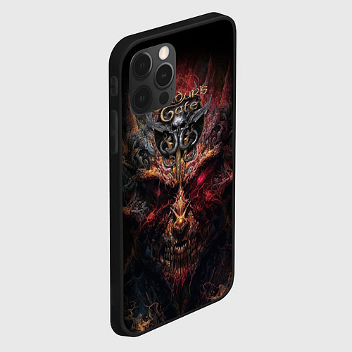 Чехол iPhone 12 Pro Baldurs Gate 3 logo demon / 3D-Черный – фото 2