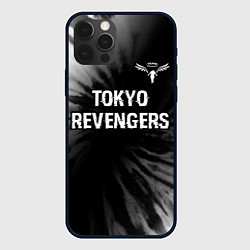 Чехол для iPhone 12 Pro Tokyo Revengers glitch на темном фоне: символ свер, цвет: 3D-черный