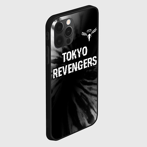 Чехол iPhone 12 Pro Tokyo Revengers glitch на темном фоне: символ свер / 3D-Черный – фото 2