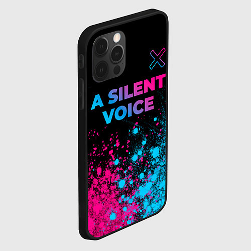 Чехол iPhone 12 Pro A Silent Voice - neon gradient: символ сверху / 3D-Черный – фото 2