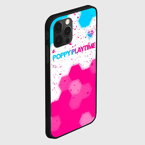 Чехол iPhone 12 Pro Poppy Playtime neon gradient style: символ сверху / 3D-Черный – фото 2