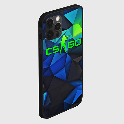 Чехол iPhone 12 Pro CSGO blue abstract / 3D-Черный – фото 2