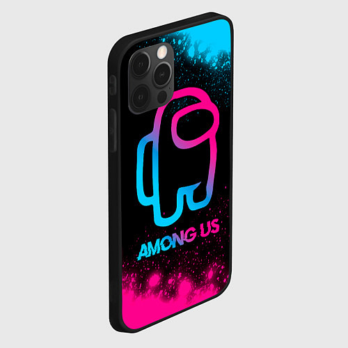 Чехол iPhone 12 Pro Among Us - neon gradient / 3D-Черный – фото 2