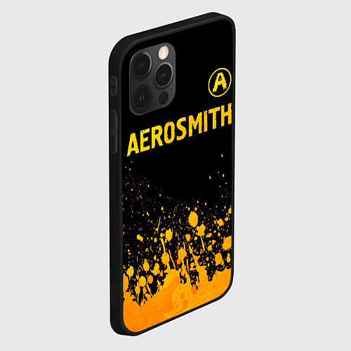 Чехол iPhone 12 Pro Aerosmith - gold gradient: символ сверху / 3D-Черный – фото 2