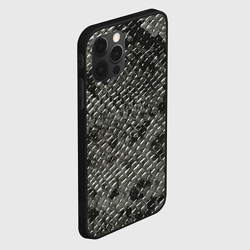 Чехол iPhone 12 Pro Кожа змеи - текстура / 3D-Черный – фото 2