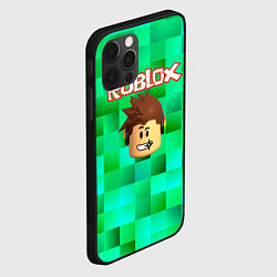 Чехол для iPhone 12 Pro Roblox head на пиксельном фоне, цвет: 3D-черный — фото 2
