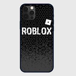 Чехол для iPhone 12 Pro Roblox glitch на темном фоне: символ сверху, цвет: 3D-черный