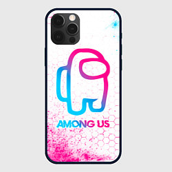 Чехол для iPhone 12 Pro Among Us neon gradient style, цвет: 3D-черный