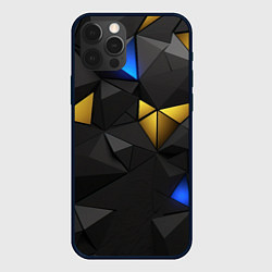 Чехол для iPhone 12 Pro Black yellow geometry, цвет: 3D-черный
