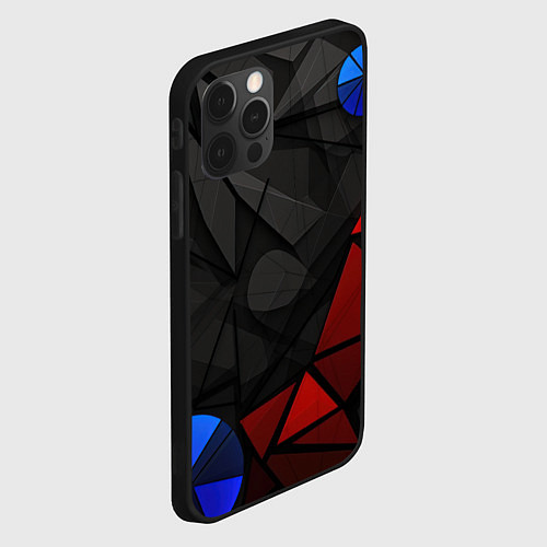 Чехол iPhone 12 Pro Black blue red elements / 3D-Черный – фото 2