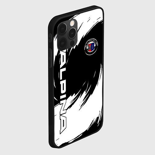 Чехол iPhone 12 Pro Alpina - белые завихрения / 3D-Черный – фото 2