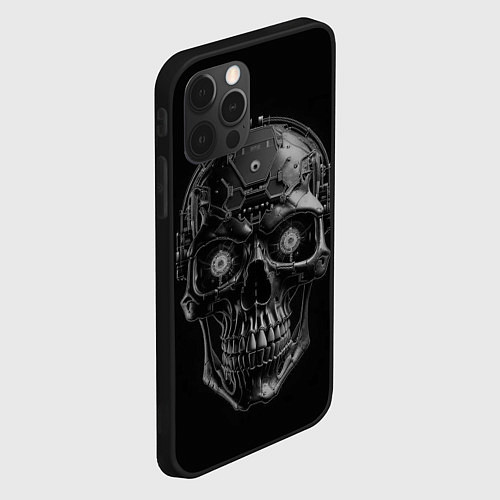 Чехол iPhone 12 Pro Череп будущего cyberpunk / 3D-Черный – фото 2