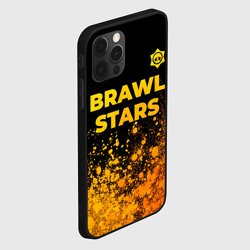 Чехол iPhone 12 Pro Brawl Stars - gold gradient: символ сверху / 3D-Черный – фото 2