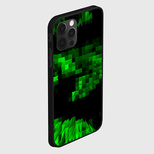 Чехол iPhone 12 Pro Зеленые пирамиды / 3D-Черный – фото 2