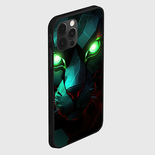 Чехол iPhone 12 Pro Cat cyberpunk / 3D-Черный – фото 2