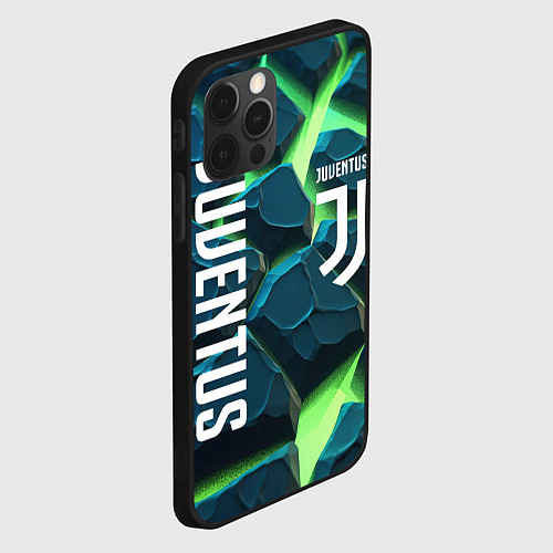 Чехол iPhone 12 Pro Juventus green neon / 3D-Черный – фото 2