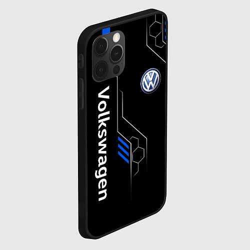 Чехол iPhone 12 Pro Volkswagen - blue technology / 3D-Черный – фото 2