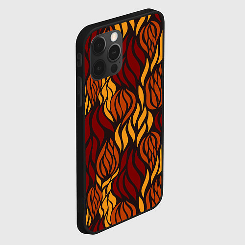 Чехол iPhone 12 Pro Hot Flames - паттерн / 3D-Черный – фото 2