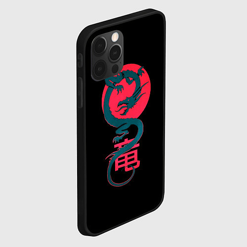 Чехол iPhone 12 Pro Дракон восходящего солнца / 3D-Черный – фото 2