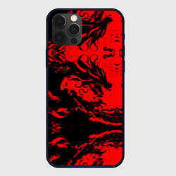 Чехол для iPhone 12 Pro Черный дракон на красном небе, цвет: 3D-черный