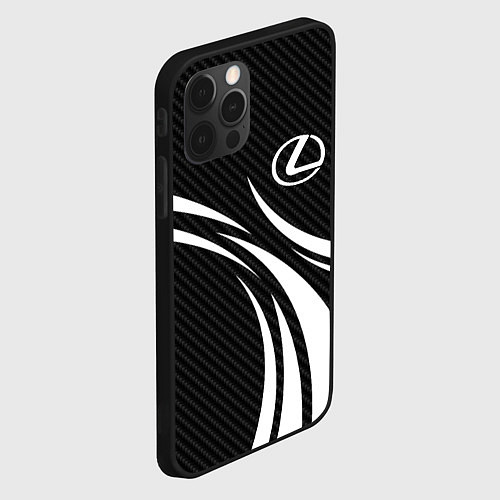 Чехол iPhone 12 Pro Lexus - carbon line / 3D-Черный – фото 2