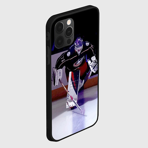 Чехол iPhone 12 Pro Sergey Bobrovsky - goalkeeper - Columbus blue jack / 3D-Черный – фото 2