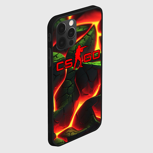 Чехол iPhone 12 Pro CSGO зеленые плиты и лава / 3D-Черный – фото 2