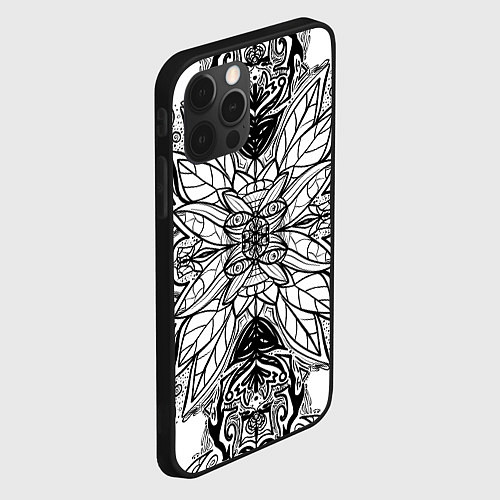 Чехол iPhone 12 Pro Абстрактный узор сова / 3D-Черный – фото 2