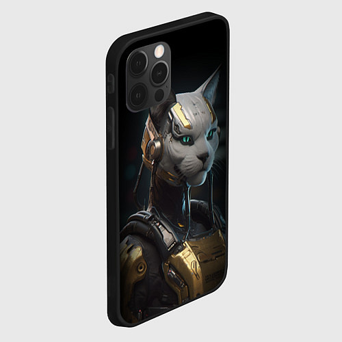 Чехол iPhone 12 Pro Кошка робот / 3D-Черный – фото 2