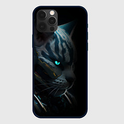 Чехол для iPhone 12 Pro Cat cyberpunk, цвет: 3D-черный