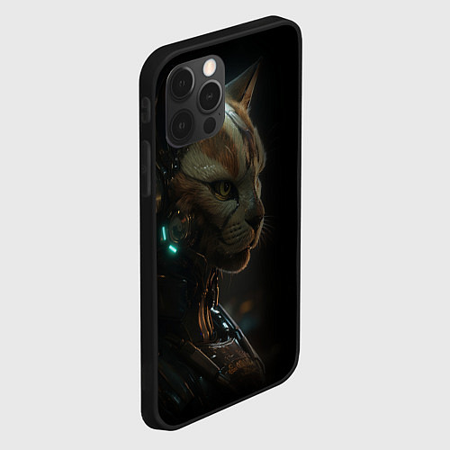 Чехол iPhone 12 Pro Cyber cat / 3D-Черный – фото 2