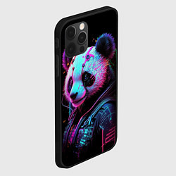 Чехол для iPhone 12 Pro Панда в красках киберпанк, цвет: 3D-черный — фото 2