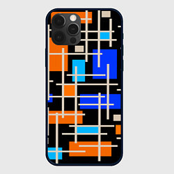 Чехол для iPhone 12 Pro Разноцветная прямоугольная абстракция, цвет: 3D-черный