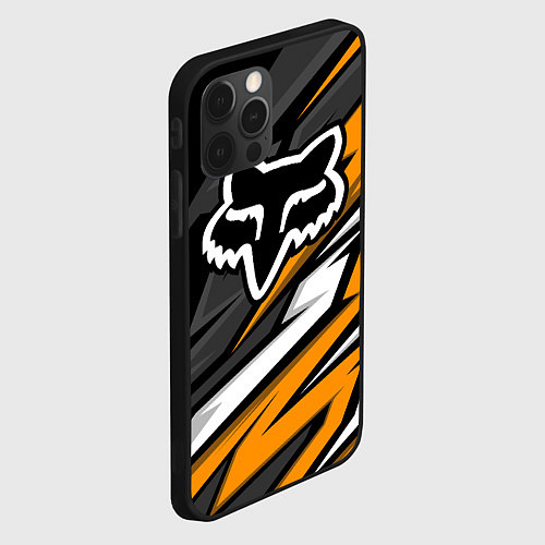 Чехол iPhone 12 Pro Fox motocross racing - orange / 3D-Черный – фото 2