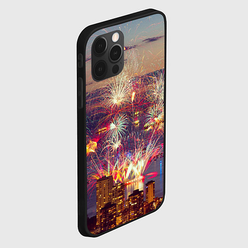 Чехол iPhone 12 Pro Салют в ночном небе / 3D-Черный – фото 2