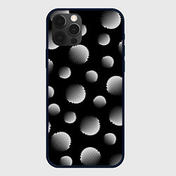 Чехол для iPhone 12 Pro Шары в полоску на черном фоне, цвет: 3D-черный