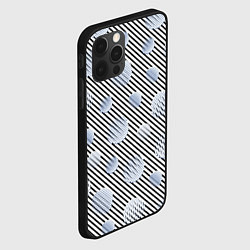 Чехол для iPhone 12 Pro Серебристые круги на полосатом фоне, цвет: 3D-черный — фото 2