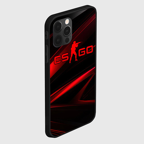 Чехол iPhone 12 Pro CSGO red black logo / 3D-Черный – фото 2