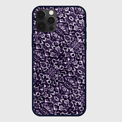 Чехол для iPhone 12 Pro Фиолетовый паттерн узоры, цвет: 3D-черный