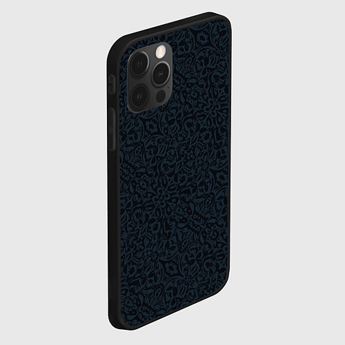 Чехол iPhone 12 Pro Чёрно-синий паттерн / 3D-Черный – фото 2