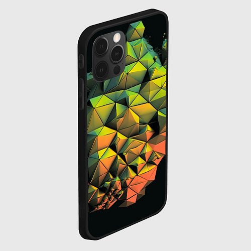 Чехол iPhone 12 Pro Зеленая кубическая абстракция / 3D-Черный – фото 2