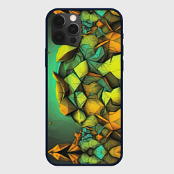 Чехол для iPhone 12 Pro Зеленая объемная абстракция, цвет: 3D-черный