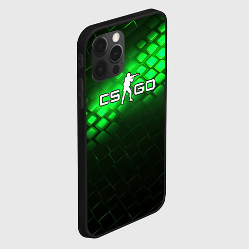 Чехол iPhone 12 Pro CSGO green light logo / 3D-Черный – фото 2