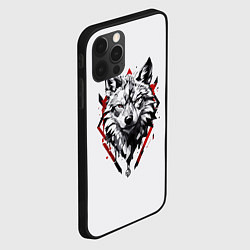 Чехол для iPhone 12 Pro Волк в геометрическом стиле с красными глазами, цвет: 3D-черный — фото 2