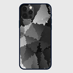 Чехол для iPhone 12 Pro Мозаичный узор в серых оттенках, цвет: 3D-черный