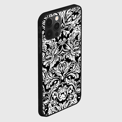 Чехол iPhone 12 Pro Floral pattern - irezumi - neural network / 3D-Черный – фото 2