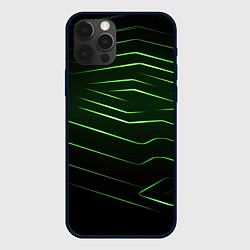 Чехол для iPhone 12 Pro Green abstract dark background, цвет: 3D-черный