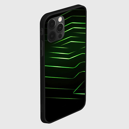Чехол iPhone 12 Pro Green abstract dark background / 3D-Черный – фото 2