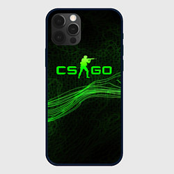 Чехол для iPhone 12 Pro CSGO green abstract, цвет: 3D-черный