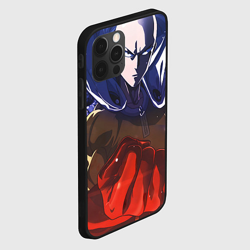 Чехол iPhone 12 Pro One Punch Man Сайтама / 3D-Черный – фото 2